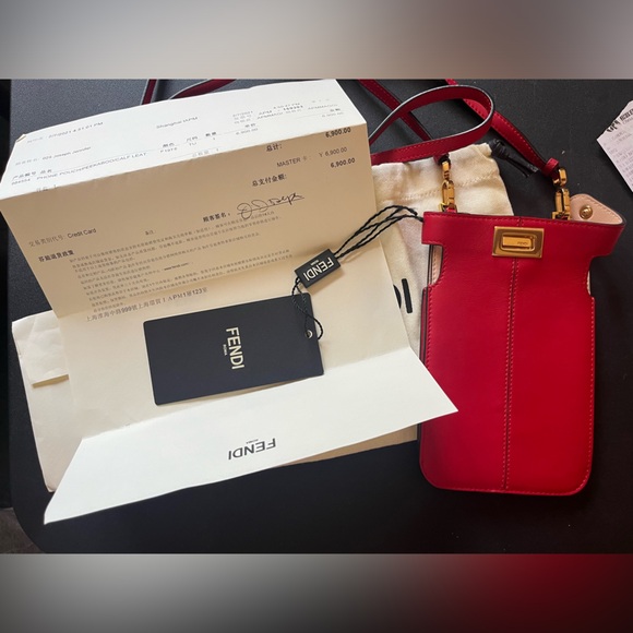 Fendi Leather Peek A Phone Pouch Crossbody - Picture 8 of 9
